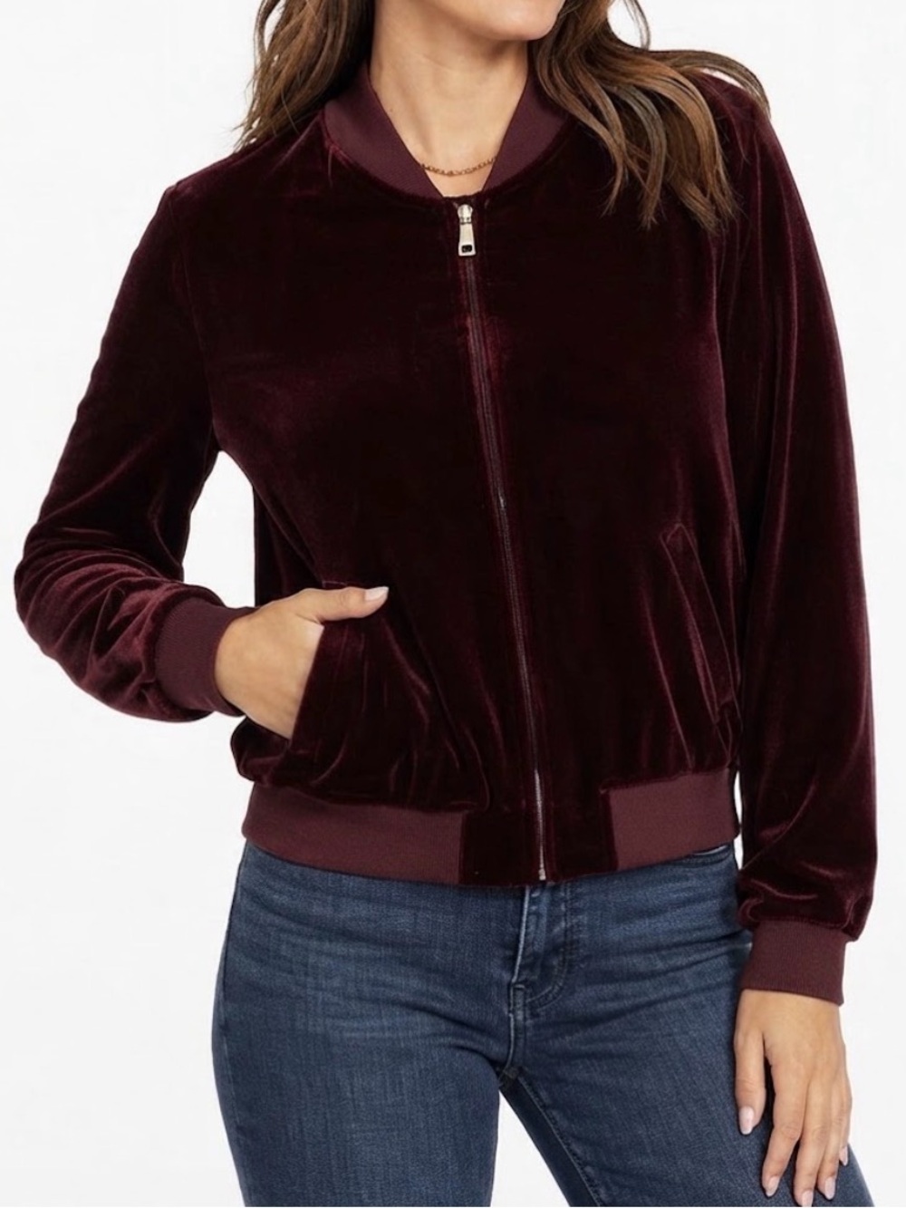 Lauren Ralph Lauren Velvet Bomber Jacket in Purple Size Medium